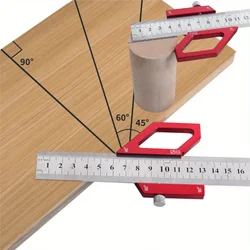 45/60/90 Degree Angle Scriber, Woodworking Steel Ruler Positioning Block Center Locator, Woodworking Square Layout Diagram