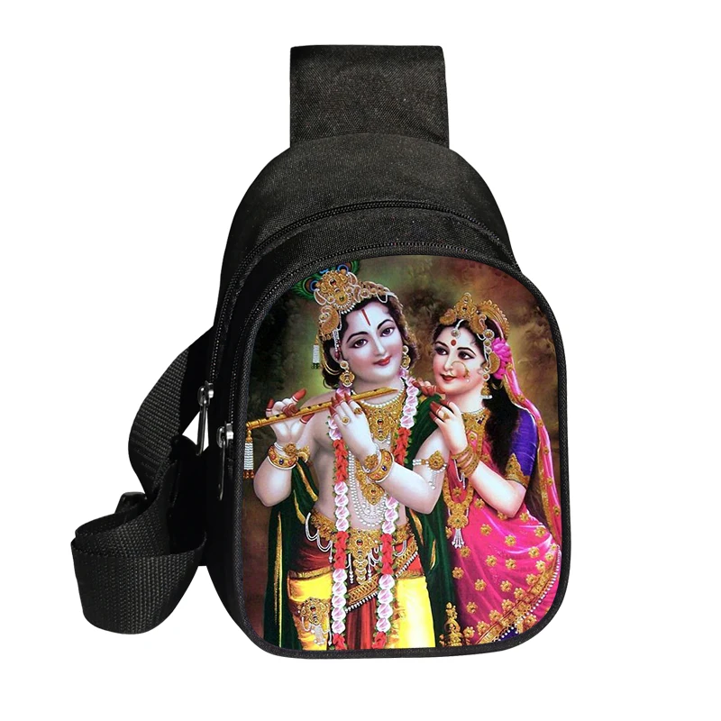 Beautiful Radha Krishna Chest Bag Indian Gods Vishnu Brahma and Shiva Crossbody Bags for Travel Shoulder Bag Purses Phone Holder