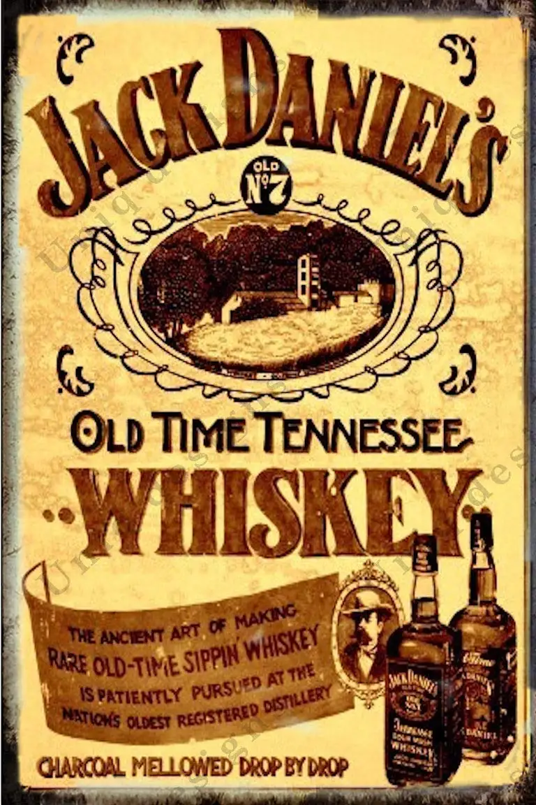 Vintage Metal Tin No 7 Old Time Tennesse Whiskey Tin sign Vintage Metal Beer Tin Signs Vintage Alcohol Signs Poster Basement Bar