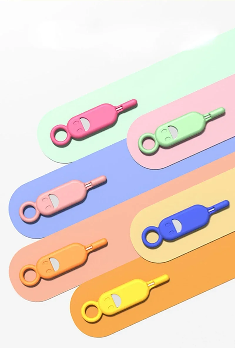 Anti-Lost Sim Card Eject Needle Storage Case Mobile Phone SIM Card Protector Holder Ejecter Tool Keyring Pendent Multifunctional