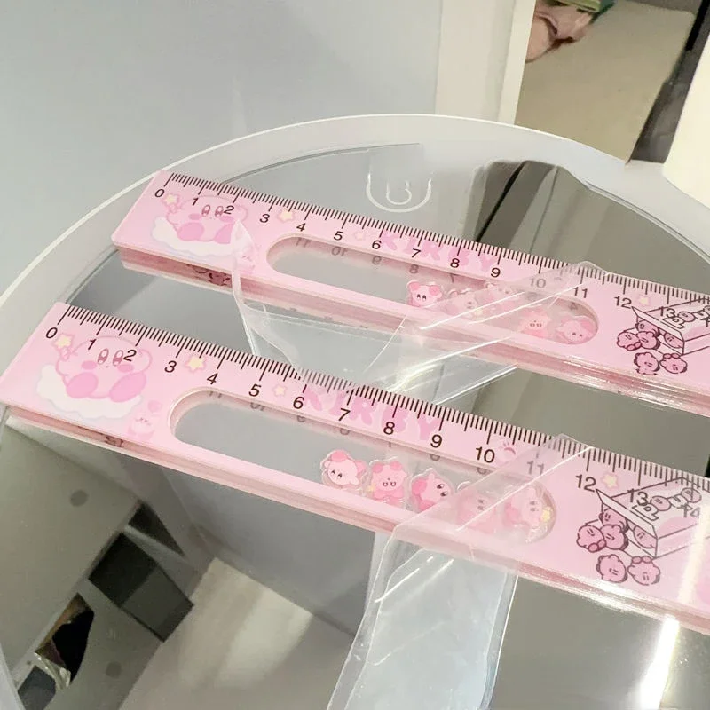 15cm Kirby Straight Rulers Shakeable Toy Cute Cartoon Girls Student Plastic School Stationery Kawaii Math Exam Measuring Rulers