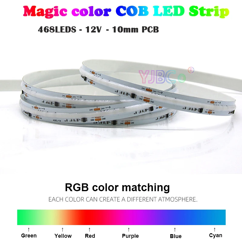 5m Programmable RGB COB LED Strip 468LEDs/m 12V DC WS2811 Magic color pixel FCOB Light Tape running horse addressable Lamp Bar