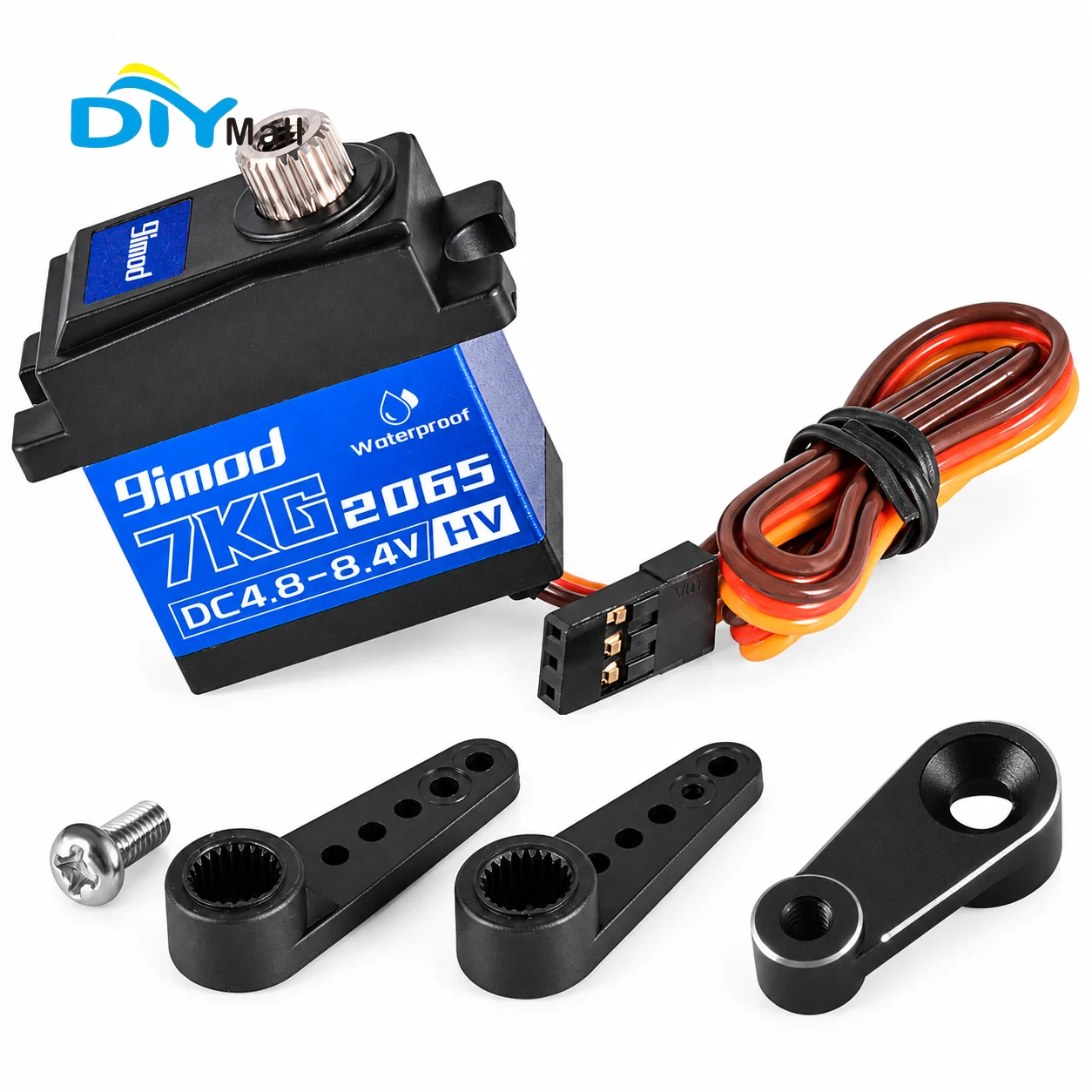 DIYmall 7KG High Torque Digital Servo Metal Gear Steering Motor 25T Spline for RC Fixed Wing Airplane Helicopter Drone