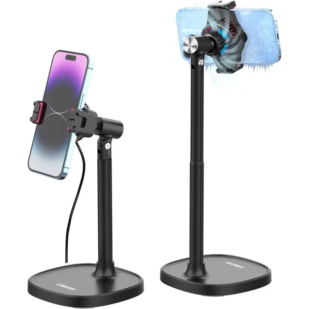 Adjustable Mobile Phone Stand with Cooling Fan for Live Streaming, Compatible with All Phones