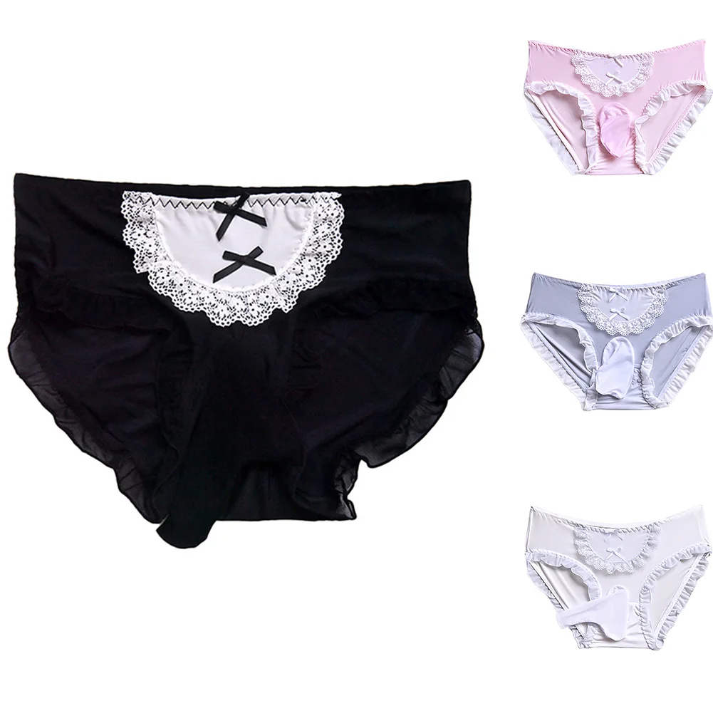 Men Mesh Sexy Knickers Briefs Low Waist Gay Men Sexy Briefs Medium Waist Underwear Breathable Ice Silk Pouch Panties Sweet