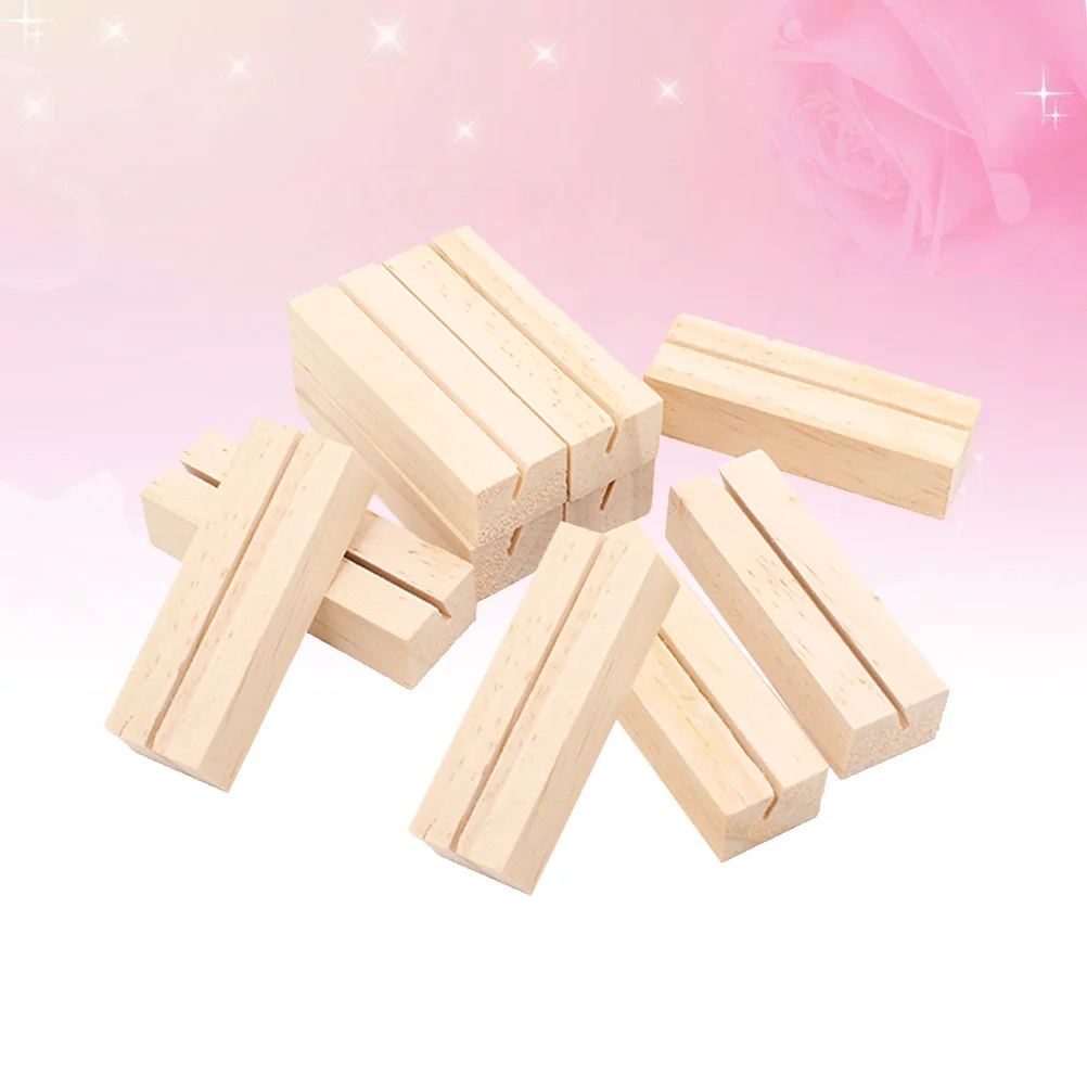 

10 Pcs Flat Base Holder Picture Acrylic Wedding Table Number Photo Stand Wooden Memo