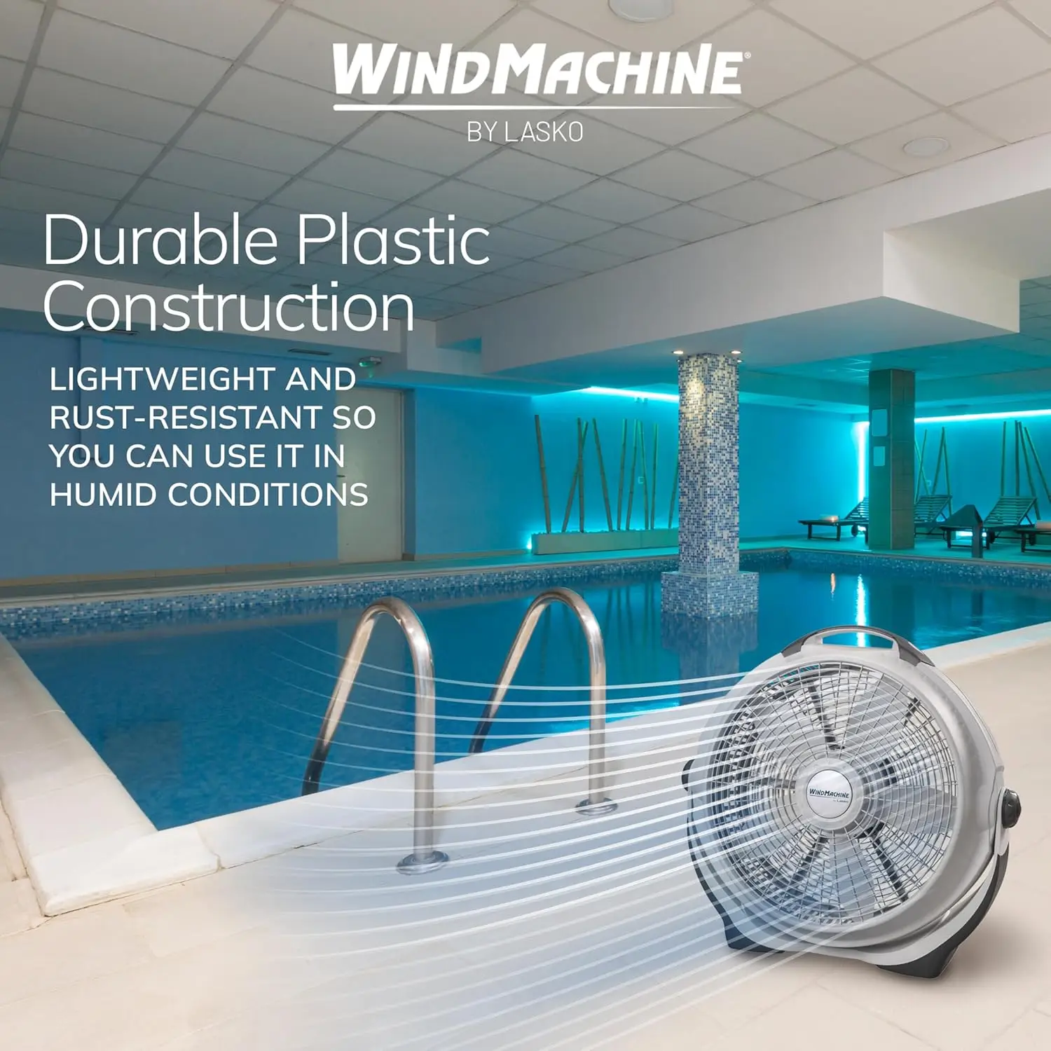 Напольный вентилятор с циркуляцией воздуха ветровой машины, 3 скорости, поворотная головка для больших помещений, 20 дюймов, 3300, белый