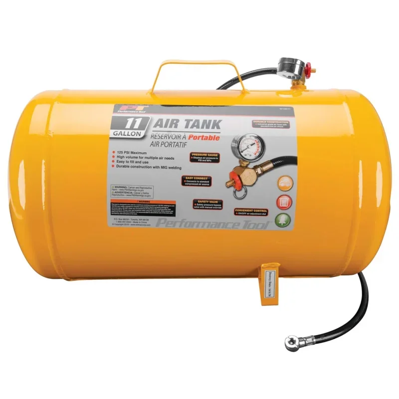 W10011 Hi-viz 11-Gallon Horizontal Portable Tank With Tire Chuck , Yellow