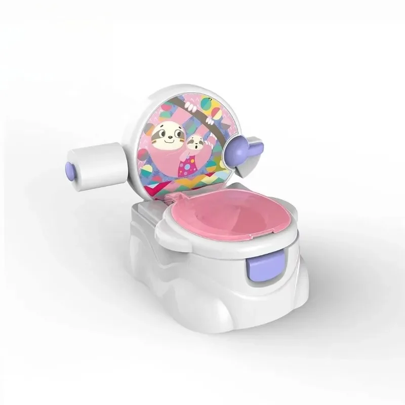 Cartoon plastic comfortable simulation pink toilet baby music encourages potty seat