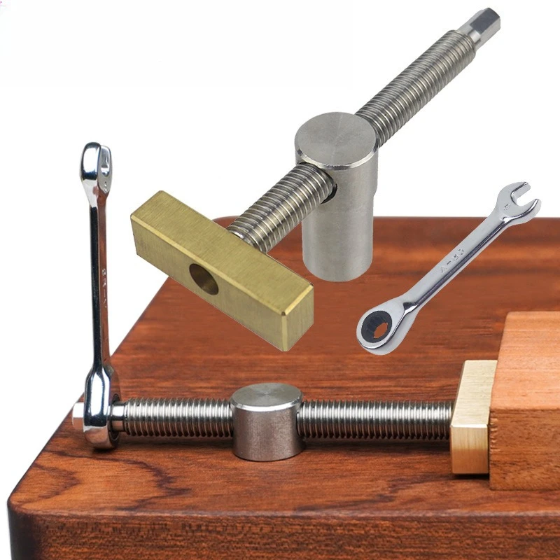 Woodworking Desktop Vise, Table Block Brass Baffle Desktop Locking Accessories Stainless Steel Desktop Clamping Tool