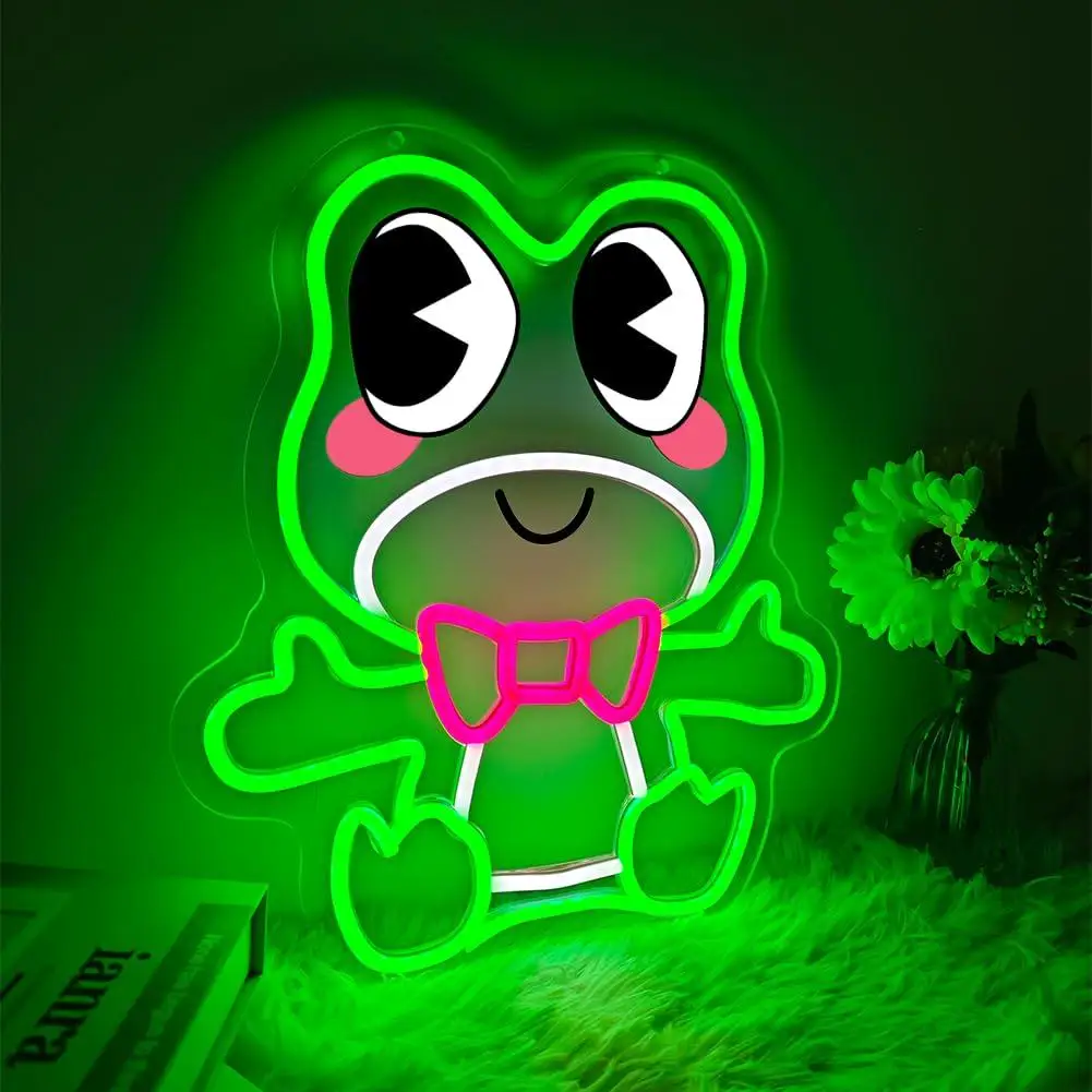 Cute Frog Neon Sign Usb Dimmable Led Wall Light Cartoon Character Neon Decor For Bedroom Game Room Studio Party Gift For Kids