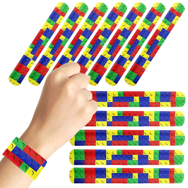 10/20/30 pièces bloc de construction motif claque Bracelets fête d'anniversaire thème bébé douche invités de mariage cadeau prénatale de noël Bracelet