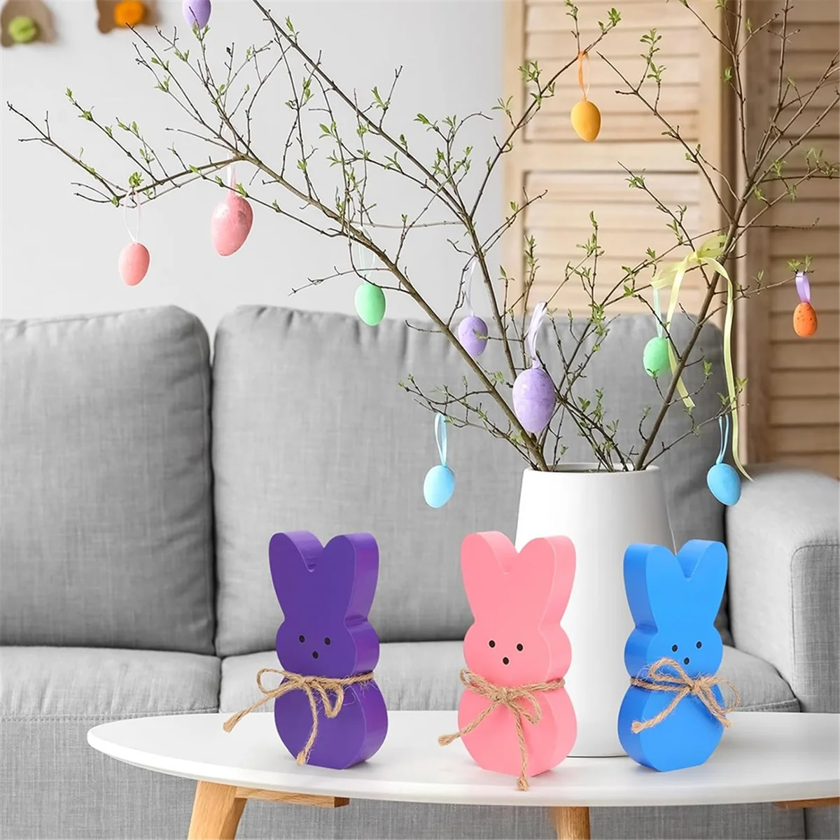 

Easter Decorations Indoor, 6PCS Wooden Easter Bunny Decor for TableHUG