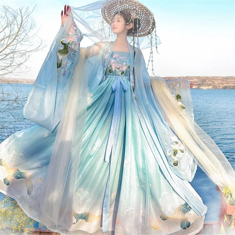 Vestido Hanfu para mujer, conjunto tradicional Hanfu de la dinastía Tang china, disfraz de Cosplay femenino, vestido de verano, ropa Hanfu