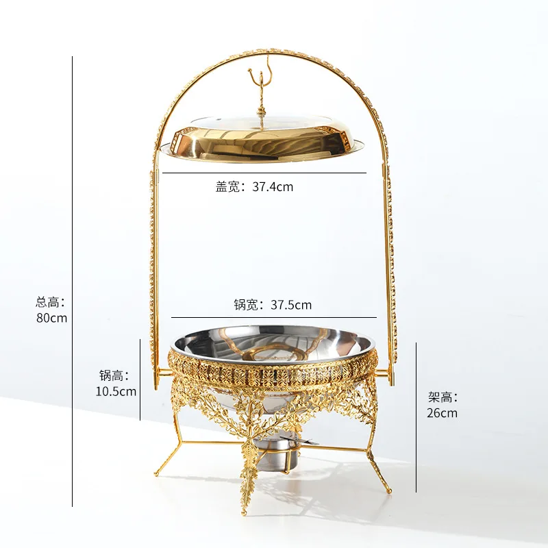 Buffet stove golden dining stove metal crafts alcohol buffet stove heat preservation classy tableware, 4-piece