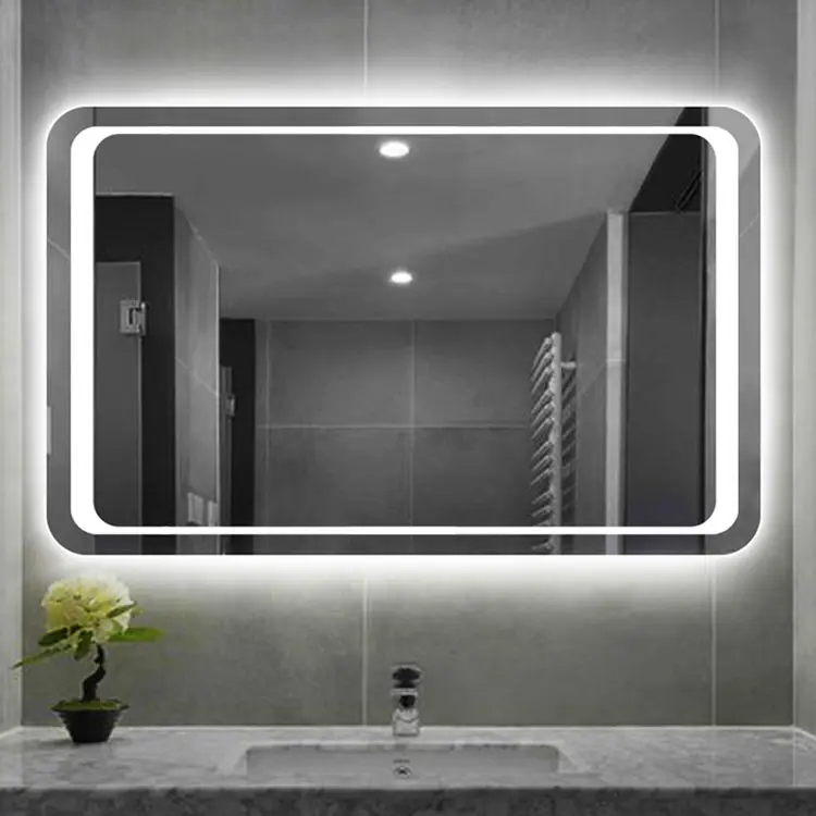Rectangle LED Wall Mirror Touch Screen Decor Bathroom Led Smart Vanity Mirror With Led Light