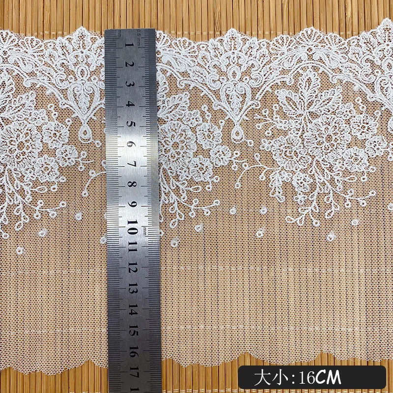 Wide Polyester Embroidered Sewing Ribbon, Guipure Lace Trim, Fabric Warp Knitting DIY Garment Accessories, Wedding Lace