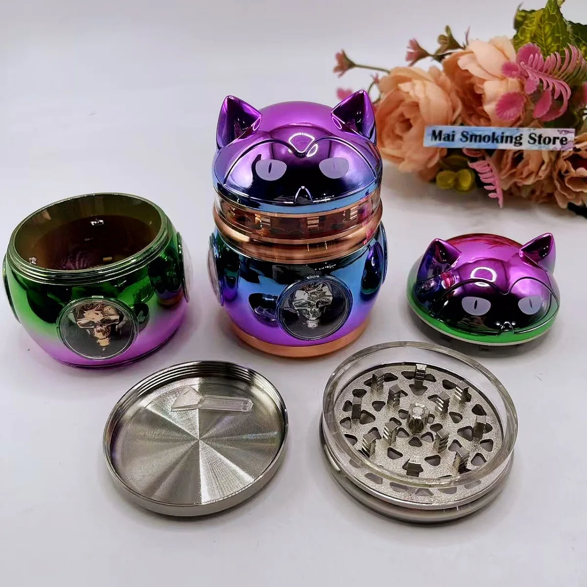 

Large Cat Herb Grinder 4-Layer Manual Pepper Spice Mill Salt Mortar Tobacco Grass Raw Grinder Smoking Accessories Cigarette Tool