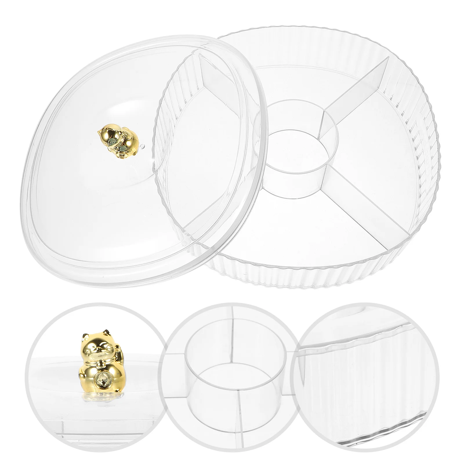 

Attractive Snack Box Organizer Dry Fruit Tray Snacks Storage Candy with Lid Food Cover Single Layer