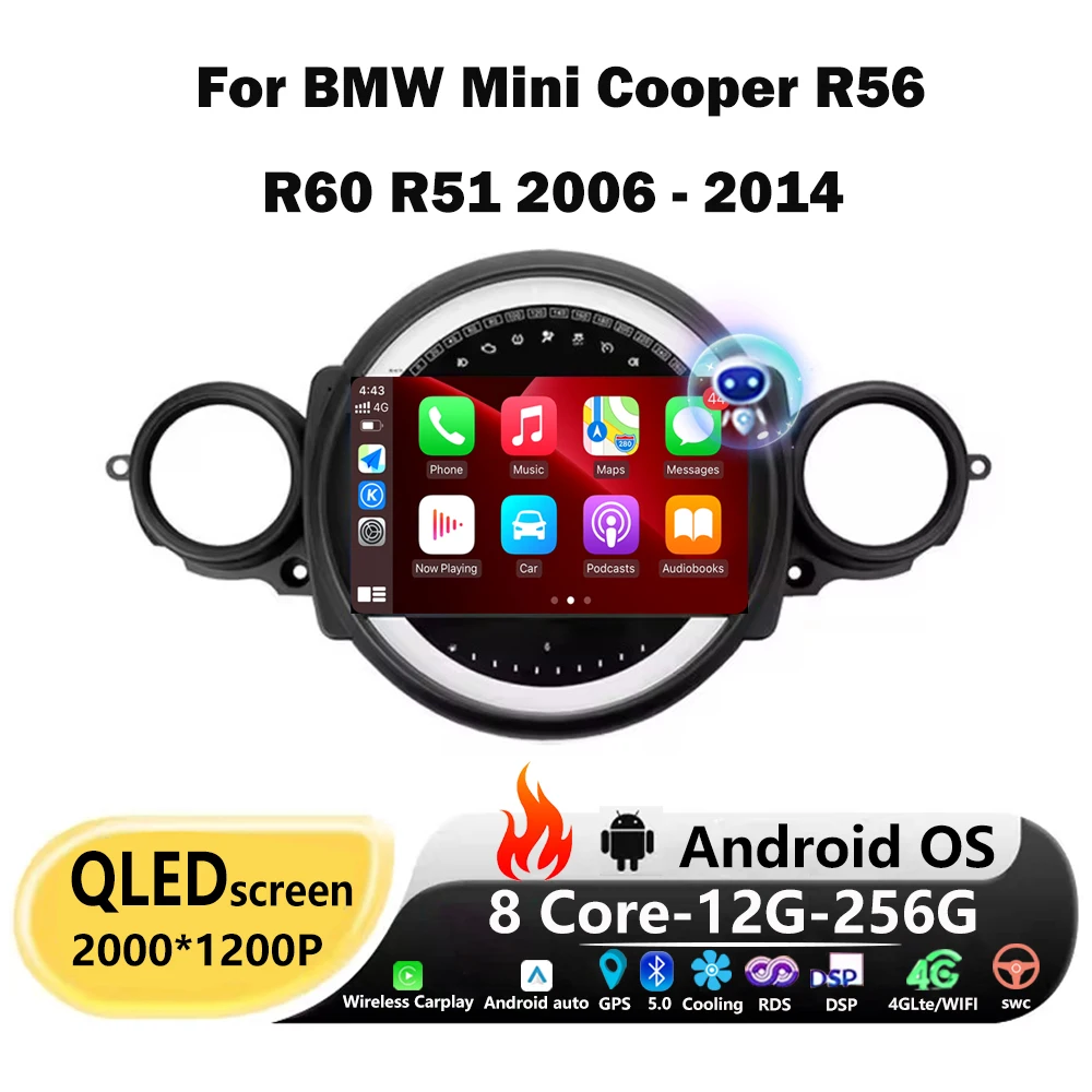 Android OS For BMW Mini Cooper R56 R60 R51 2006 - 2014 Car Radio Multimedia Video Player Navigation Stereo No 2din GPS RDS WIFI