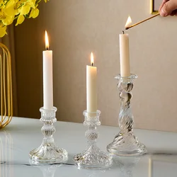 Novelty Glass Candles Holder Nordic Decor Candlestick Romantic Candle Stand Desk Accessories Wedding Centerpieces Ornament Gifts
