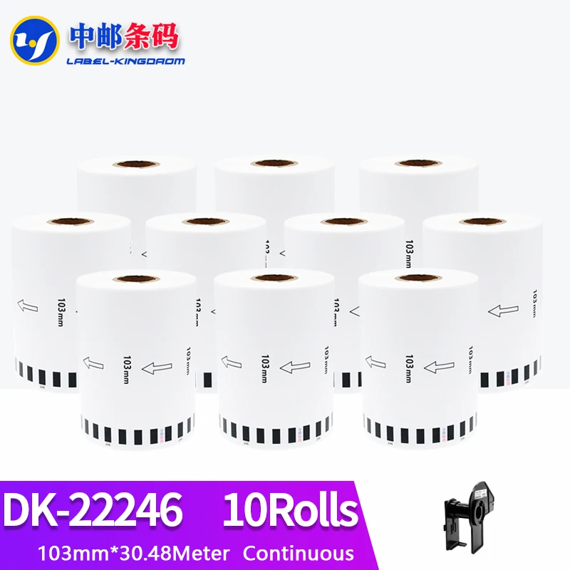 

10Rolls Compatible DK-22246 Label Sticker 103mm*30.48M Continuous Suit for Brother QL-1100/1110NWB Thermal Printer DK2246