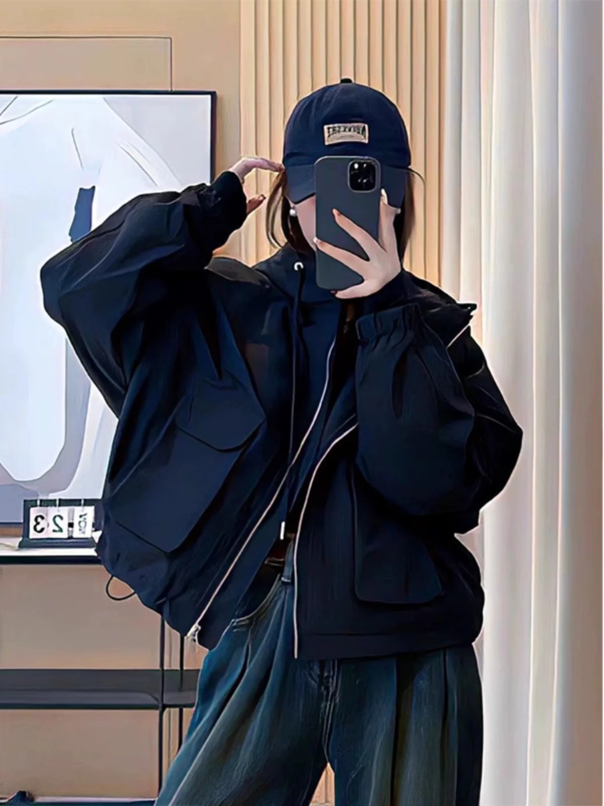 Thiened Fce ort American Workwear Jaet Women Winter New Casual Sle Hooded Versatile Cotton Clothes Warm Commute Sle