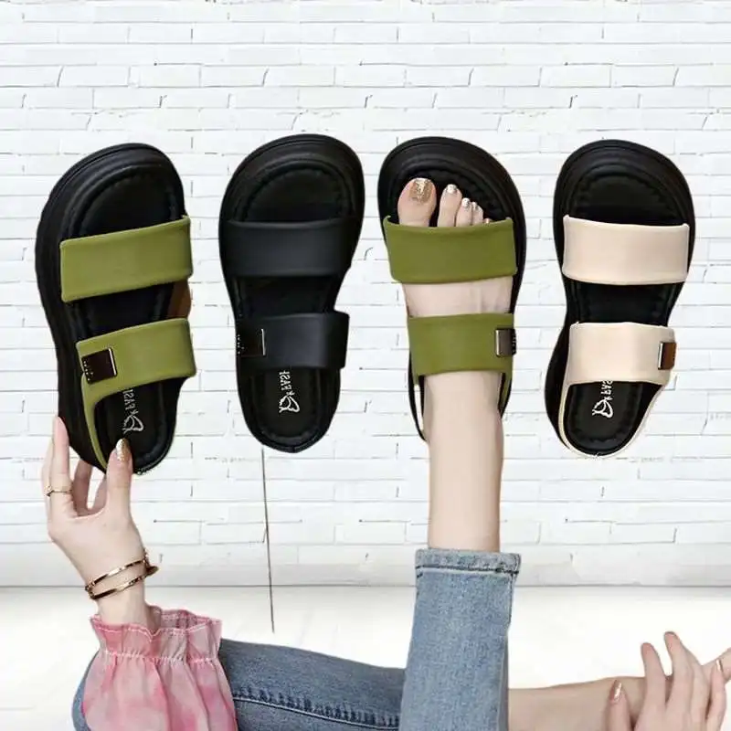 

Новые летние нескользящие женские сандалии на толстой платформе, удобная пляжная обувь на танкетке с открытым носком, Zapatos Diseñador Lujo Mujer