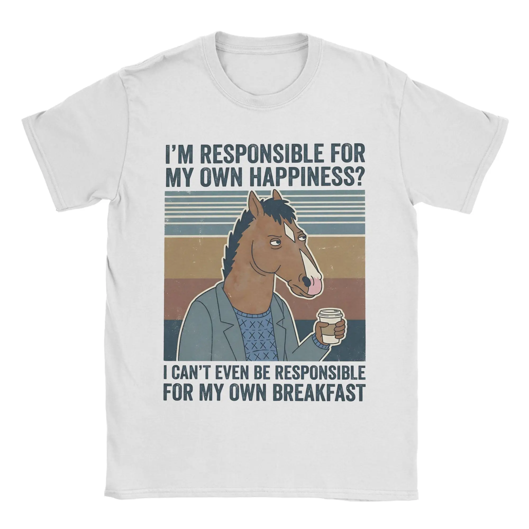 Own Happiness BoJacks Horsemans  T-Shirts for Men Women  Vintage Cotton Tees Round Collar Short Sleeve T Shirt Gift Clothing