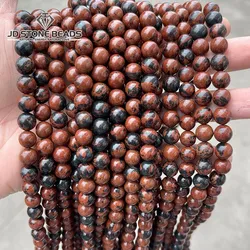 Natural Stone Golden Swan Jasper Bead Mahogany Obsidian 4 6 8 10mm Pick Size for Jewelry Making DIY Bracelet Necklace Accessory