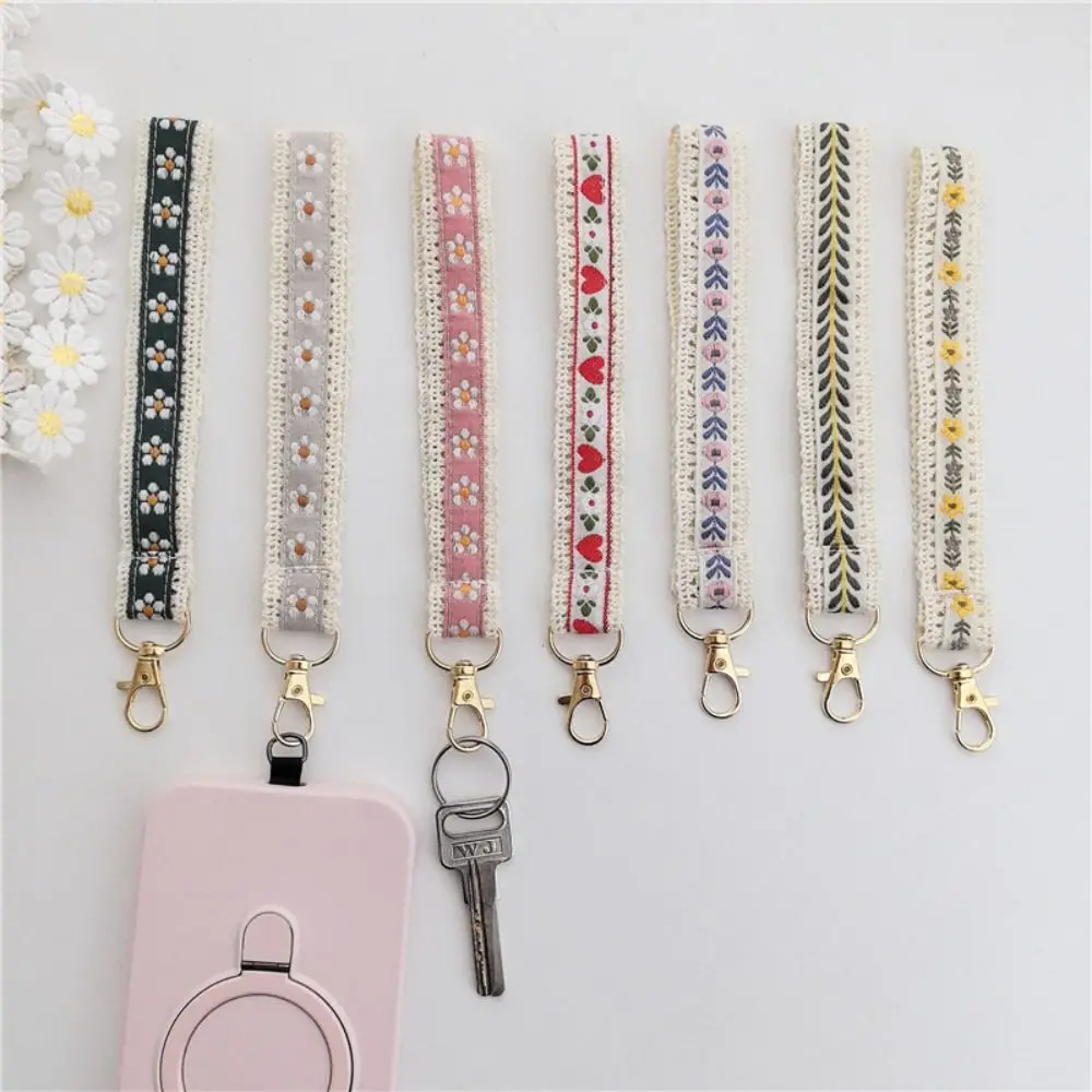Vielseitiges Anti-Verlust-Spitzen-Handgelenkband, buntes Tuch, Ethno-Stil, Lanyard, exquisiter Schmuckstück-Anhänger, Handykette für Mädchen