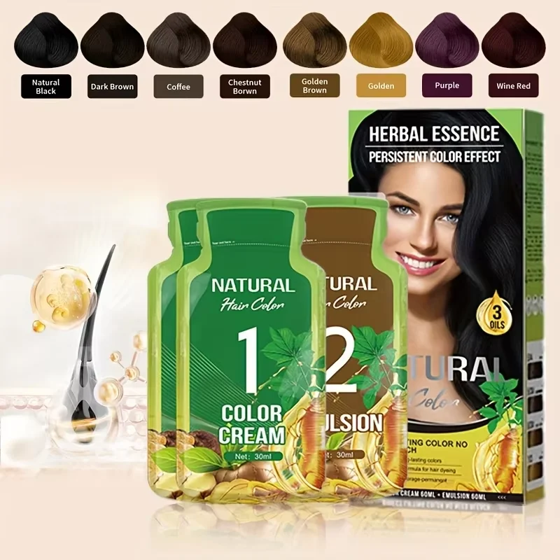 Semi-Permanent Hair Dye,Natural Hair Color Cream Covers Gray Hair,Bagged Unisex Hair Dye Shampoo Hair Cream for Holiday,Party
