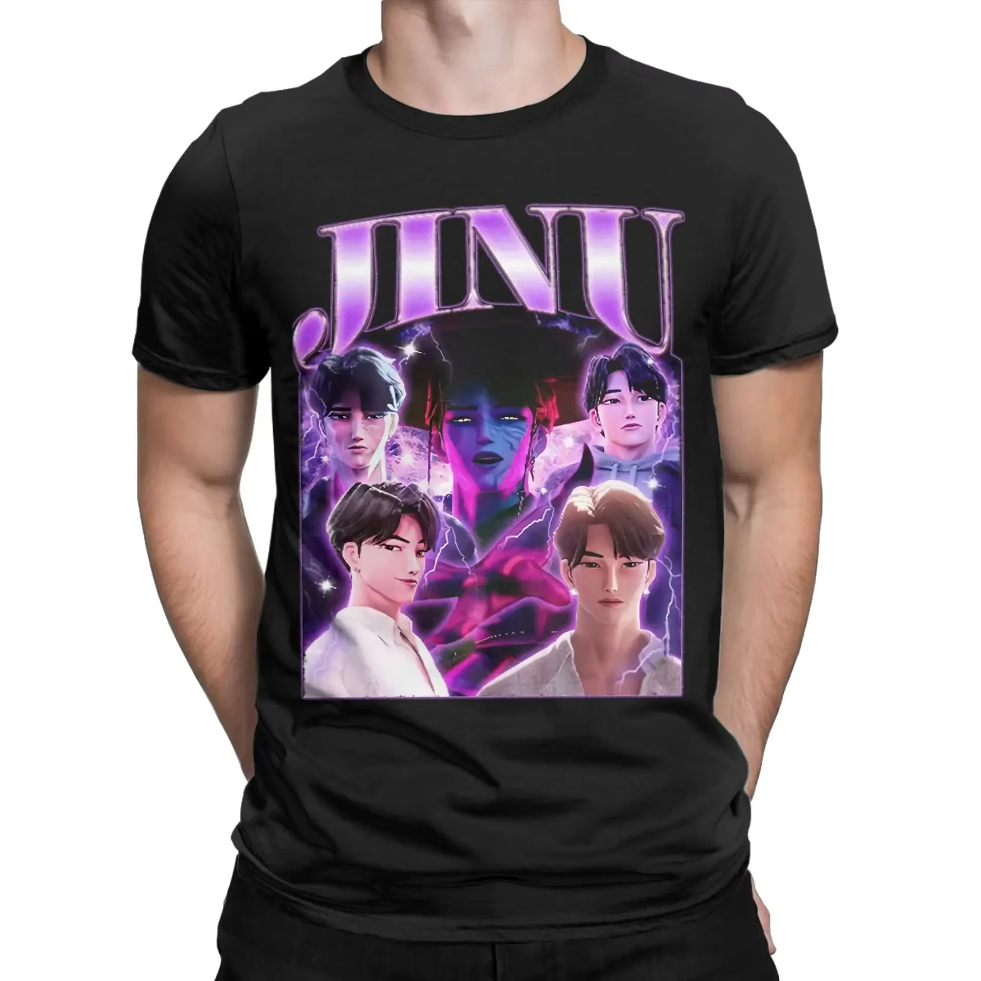

Jinu KPOP Demon Hunters 90s Style T-shirt Men's Summer T-shirt Round-neck Pure Cotton Printed Short-sleeved Streetwear Summer