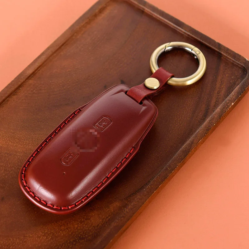 Genuine Leather Keychain Motorcycle Case For Honda GL1800 Gold Wing GoldWing 2018 2019 2020 Key Caps Holder Accessories - view 5