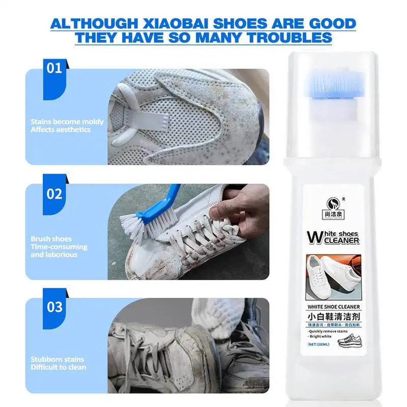 Sbiancante per scarpe da ginnastica Crema schiarente multifunzionale Schiarente Smacchiatore per scarpe Detergente per scarpe bianco Kit per la pulizia delle scarpe