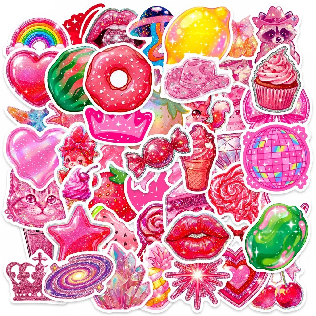 Sweet Donut & Candy Themed Sticker Pack 50 Sheets, Cute Cartoon Stickers, Perfect for Suitcase, Notebook Anime Worlds Store
