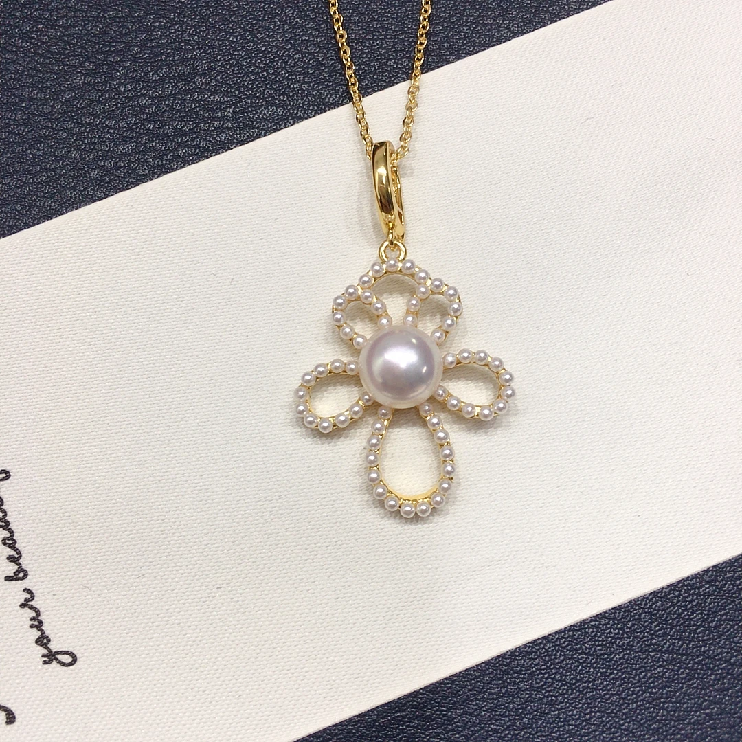

Seiko 6A Aurora Natural Freshwater Pearl Necklace Sweet Flower Universal Buckle Pearl Pendant One Multi purpose