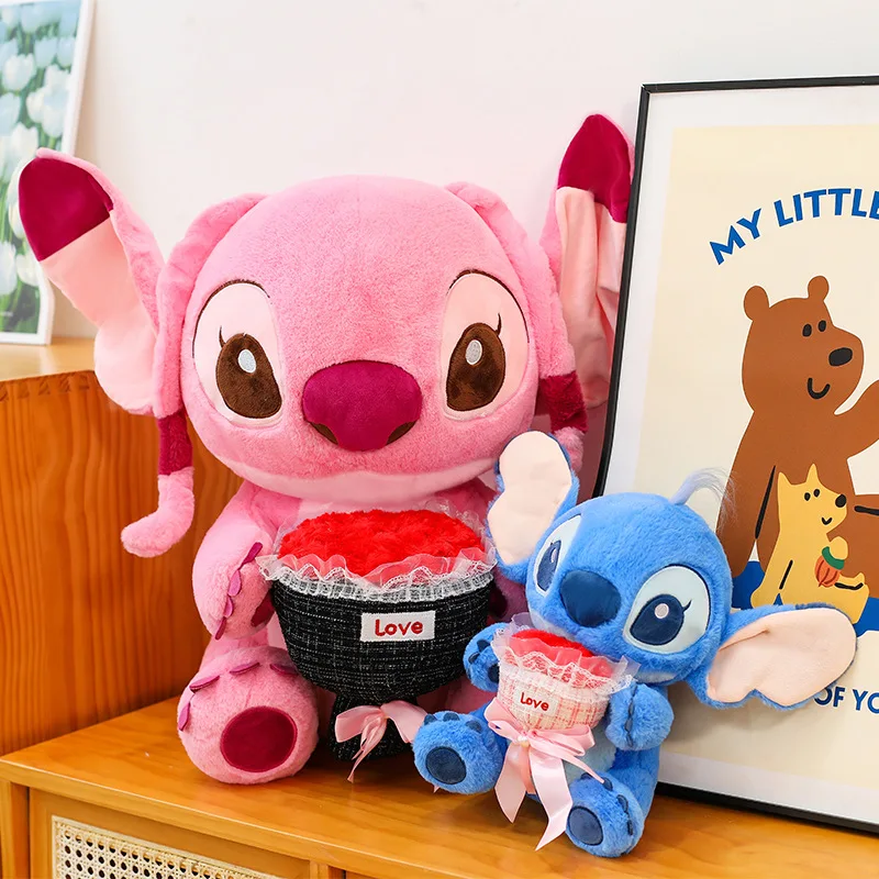 Nuevo paquete de rosas de peluche de Disney, muñecos de punto, juguete de peluche interestelar de Ángel, muñeca grande de dibujos animados, regalo de Navidad y San Valentín