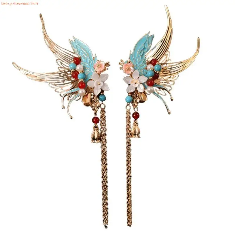 F92D Filigree Hair Clip Buyao for Girls Ancient Chinese Flower Hairpin Traditional Hanbiuk Decorative Cosplay