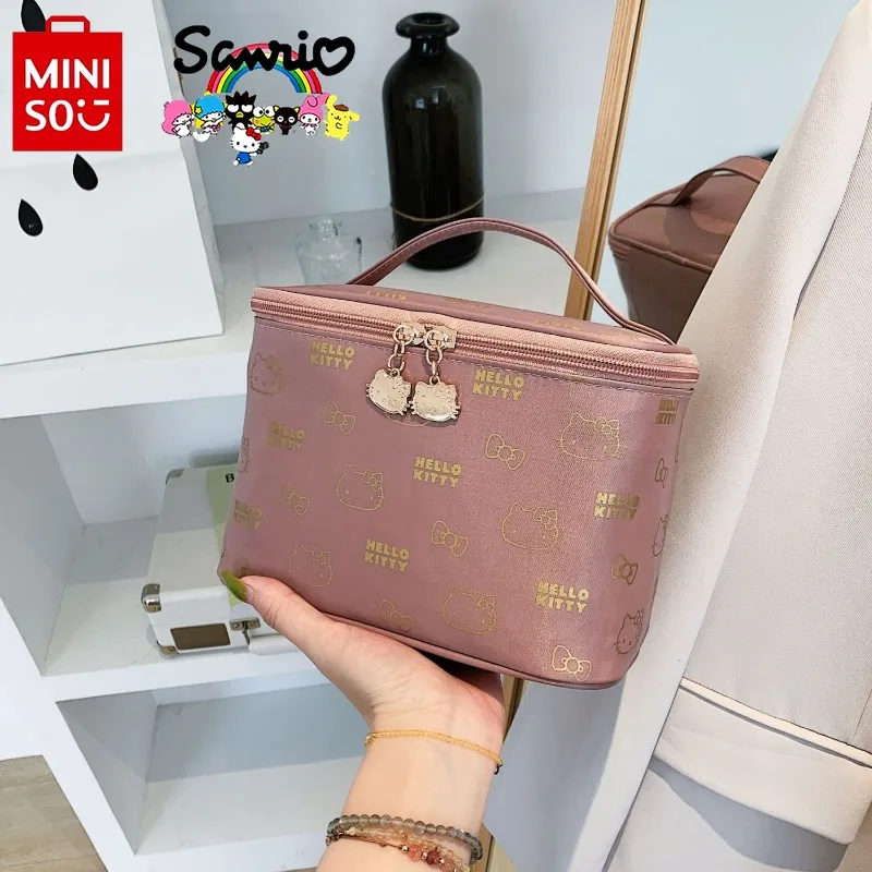 Miniso Hello Kitty 2024 Makeup Bag Fashionable High Quality Women's Wash Bag Cartoon Casual Large Capacity Portable Storage Bag