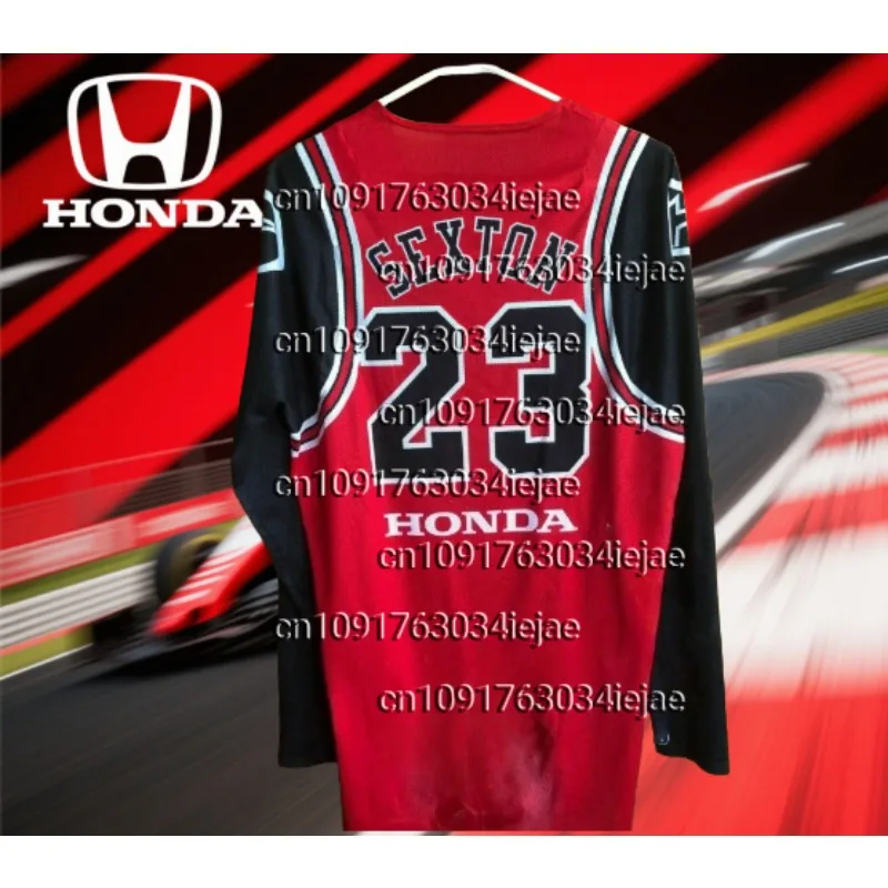 

2025 Hot Summer Customize Vintage Motocross Style Honda Blue jersey Breathable Men's Outdoor Sports Speed Subduing Long Sleeved