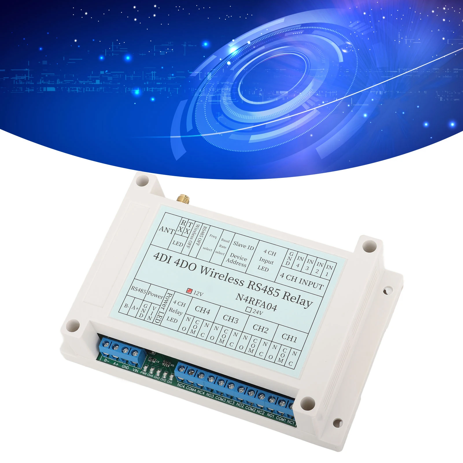 Wireless Transmitter Receiver Relay 4 Channel Wireless Relay Module 4DI 4DO 433M  Transmitter Receiver Relay with Antenna