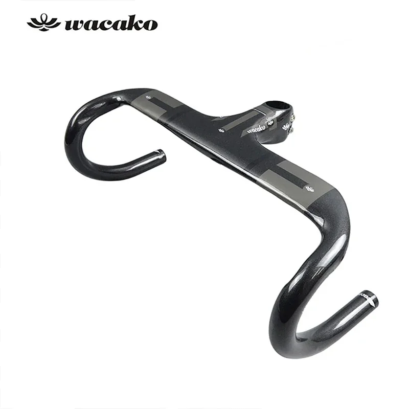 

Wacako Road Bike Full Carbon Fiber Handlebar Diameter 28.6mm 337g Ultra Light Integrated Stem Length 400/420/440mm Cycling Parts