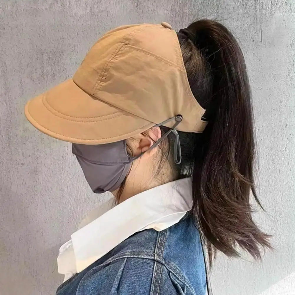 Summer Sun Protection Baseball Cap Women Fashion Wide Brim Sun Hat Empty Top Adjustable Sunscreen Hat Outdoor Travel Cap Running