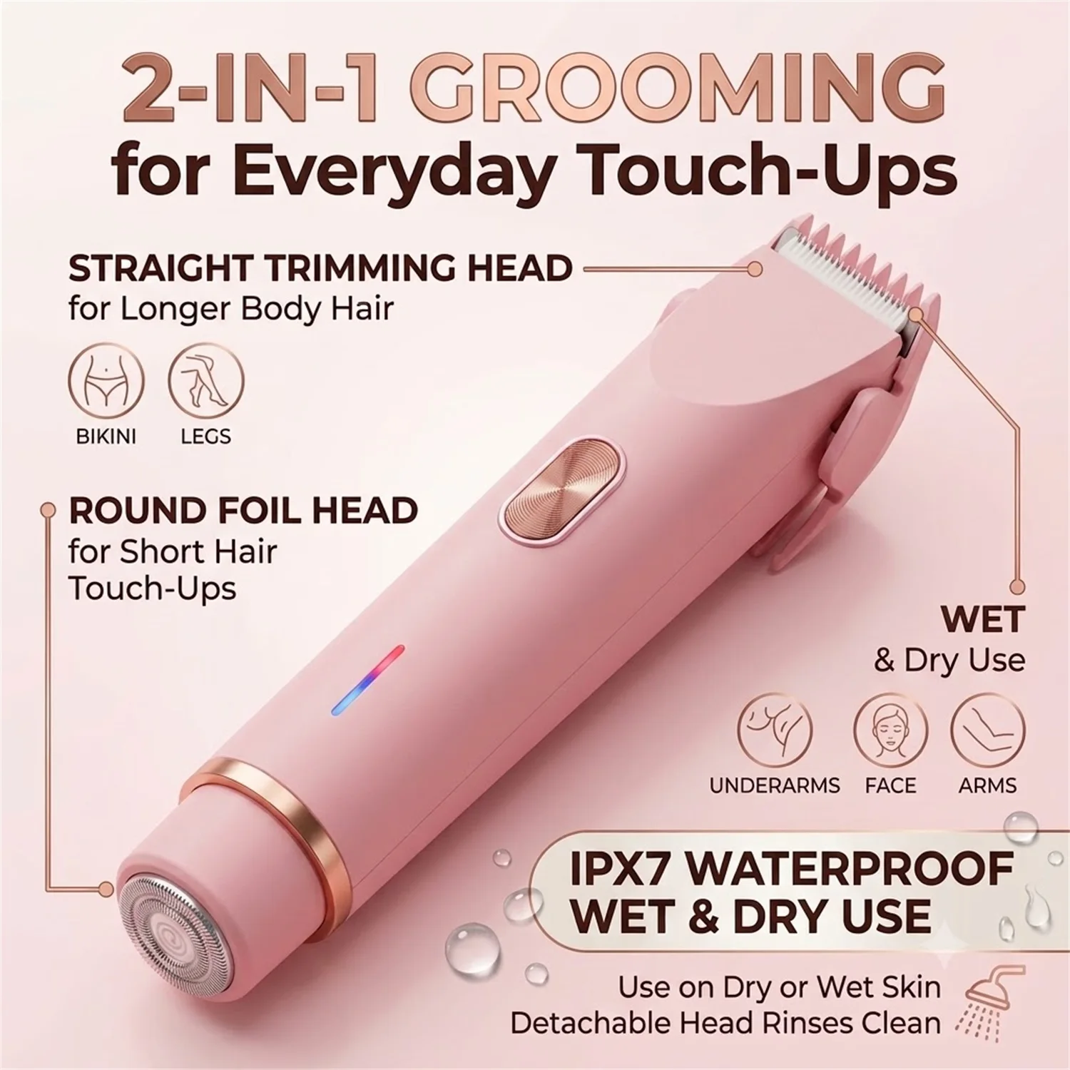 Electric Shaver for Woman Double Head Dual Purpose Female Razor Body Epilator Leg Underarm Bikini Electric Hair Remover Trimmer