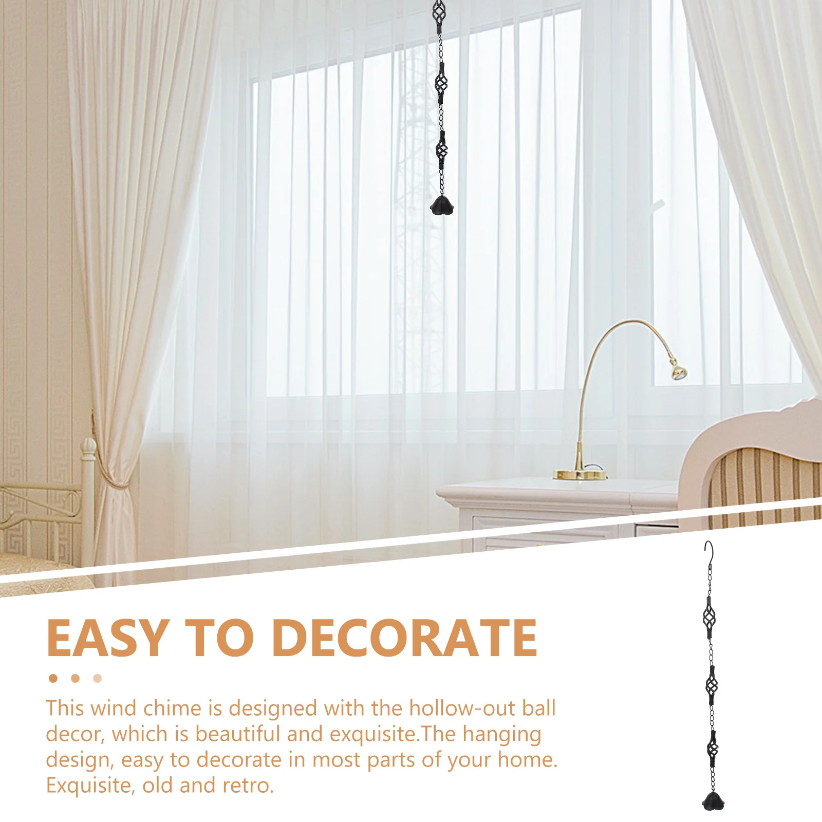 

Iron Wind Chime Hollow Out Ball Design Decorative Hanging Garden Bell Outdoor Windchime Crisp Sweet Sound Vintage Style