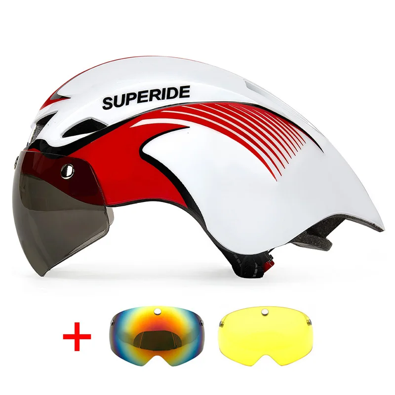 SUPERIDE Aerodynamic Road Bike Helmet with Goggles Sports Ultralight Riding Cycling Helmet Men Women DH MTB Bicycle Helmet