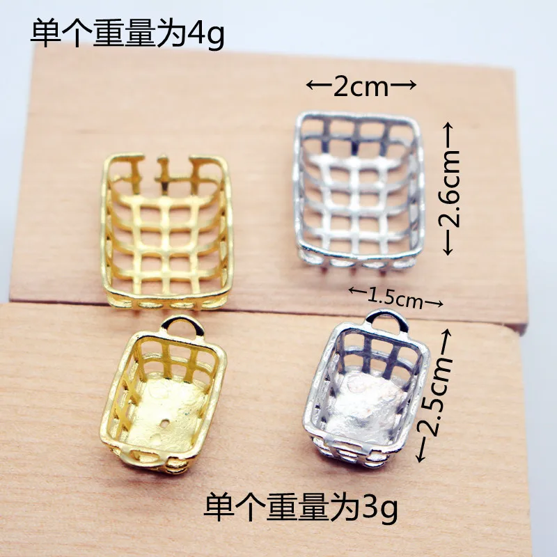 Dollhous Mini Basket Frame Double-Handled Basket Model Alloy Miniature Food Play OB11 Scene Doll Accessory Decoration Home Decor