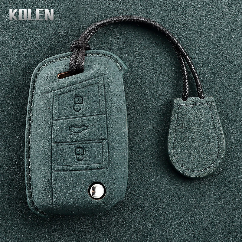 Leather Car Key Case Cover Shell   For VW Volkswagen Golf 7 MK7 Tiguan MK2 For SEAT Ateca Leon FR 2 Ibiza For Skoda Octavia A7