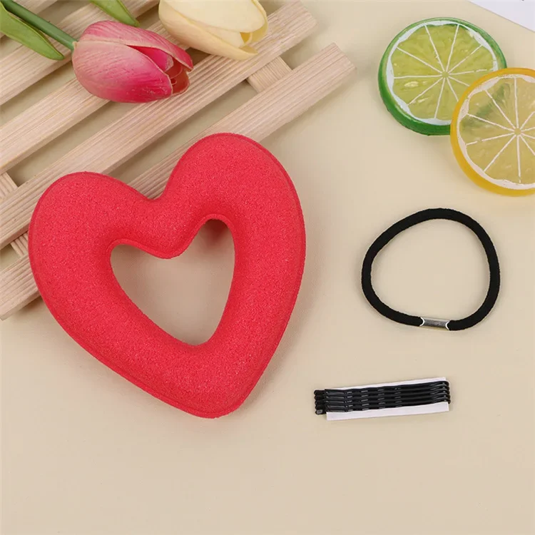 1pc Heart Shaped Hair Curler Hair Styling Tool Women Girls Sponge Bract Head Meatball Bun Maker Ring Donut Hair Accessories